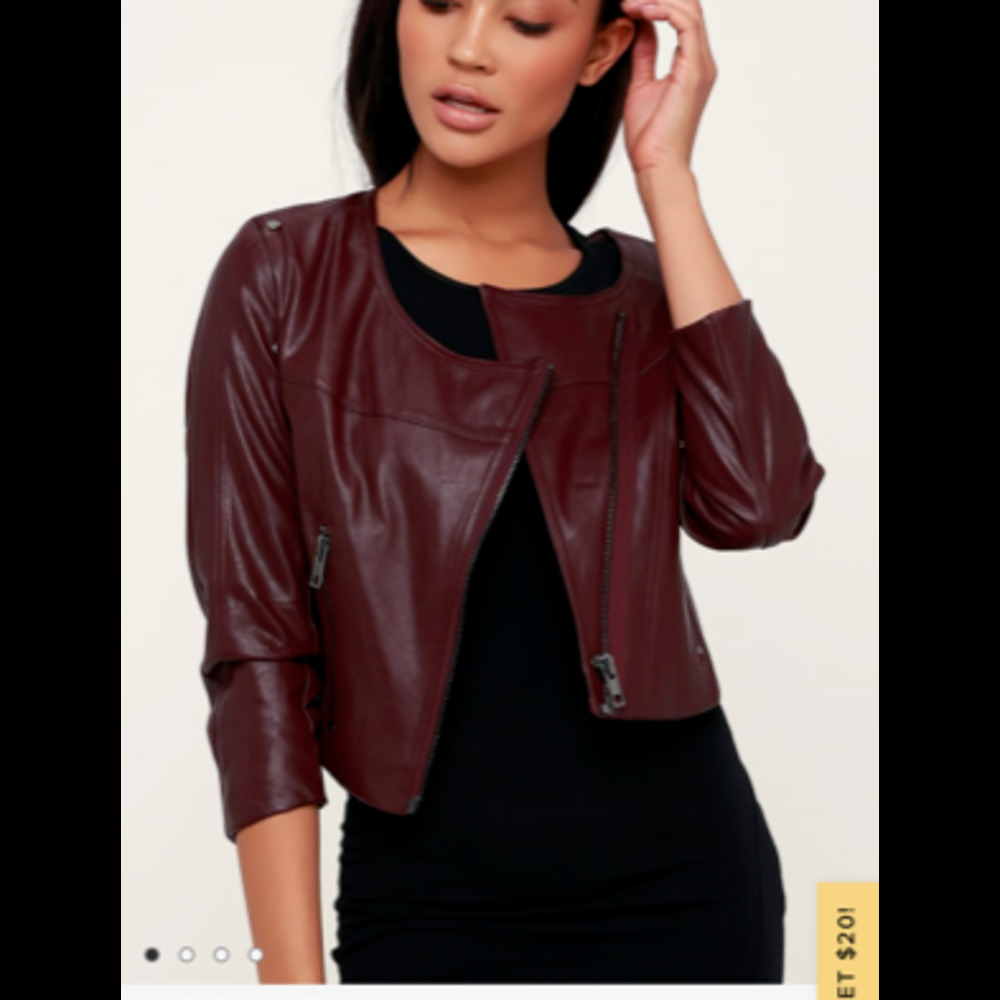Lulus Vegan Leather Cropped Moto Jacket